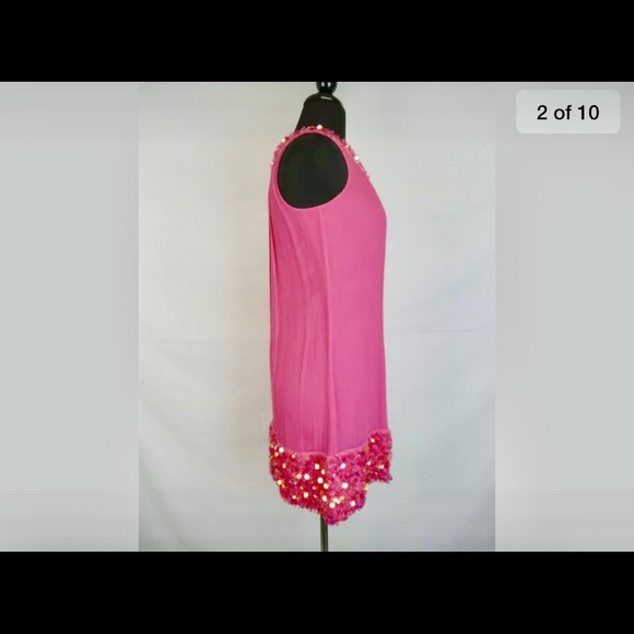 NWT BETSEY JOHNSON HOT PINK/ SEQUIN DRESS - Picture 2 of 7